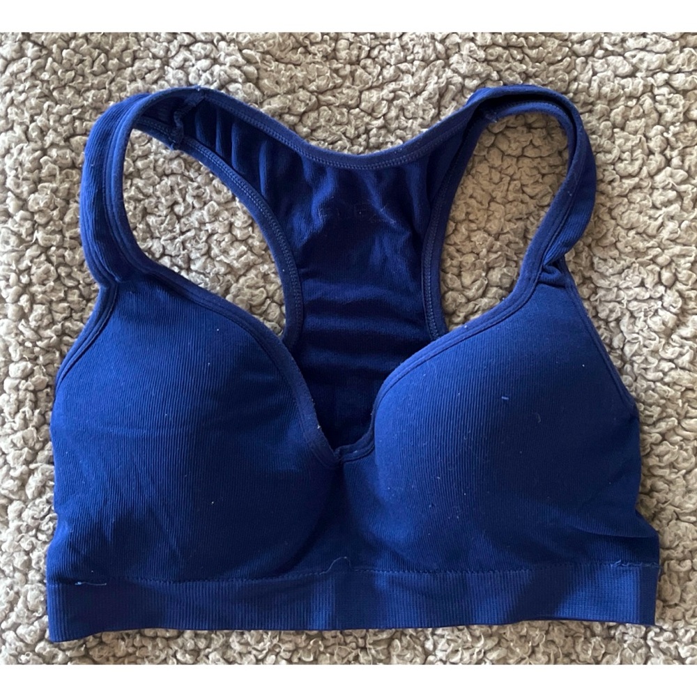 FLEX Own It  Medium Women's Blue Padded Push Up Racerback Sports Bra.